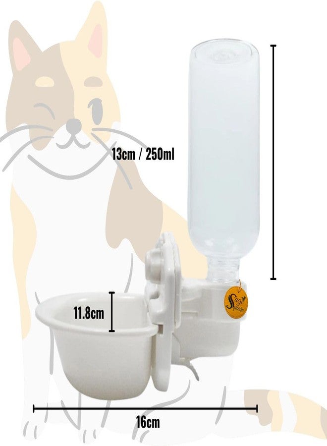 سايج سكوير وعاء طعام وموزع مياه أوتوماتيكي للقطط من سيج سكوير، وعاء ماء متحرك مع حامل، وعاء طعام متين وزجاجة ماء تعمل بالجاذبية للقطط الصغيرة والكلاب والأرانب والقطط الصغيرة - Image 4